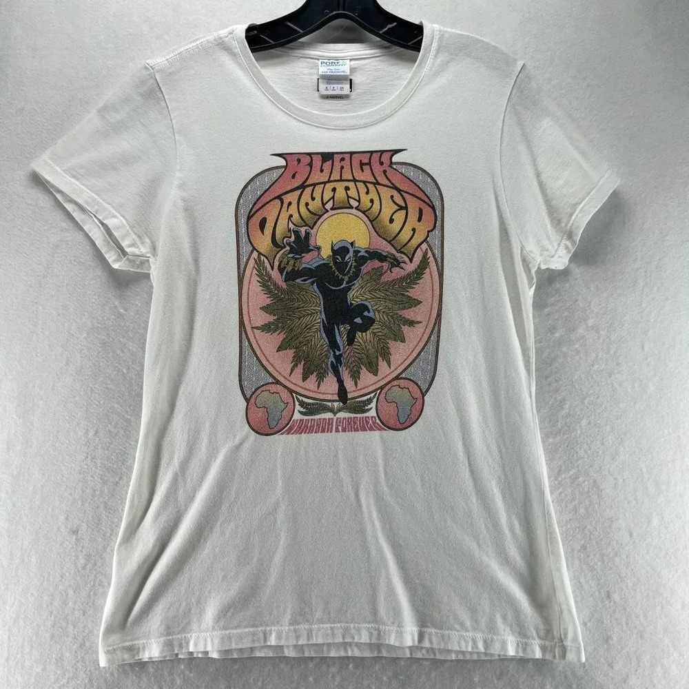Marvel Black Panther T-Shirt Womens Size S Graphic Short Sleeve Cotton White